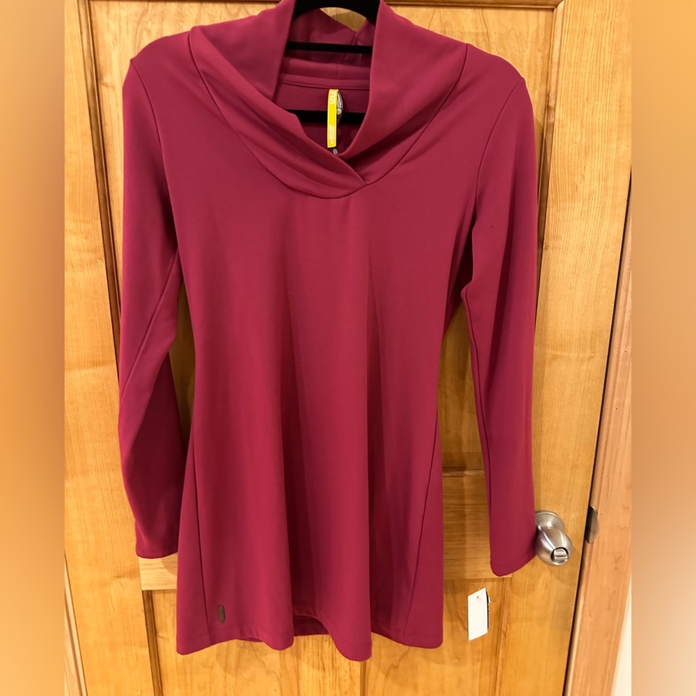 Lole long sleeve shawl collar calm dress small berry